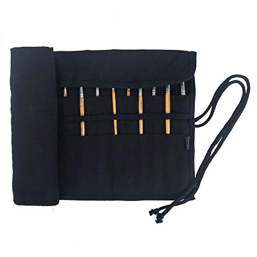 A AIFAMY 30 Pockets Artist Paint Brush Holder, Canvas Roll Up Case Bag & Storage Organizer Pouch Case- Store Brush, Pens Tools - Image 3