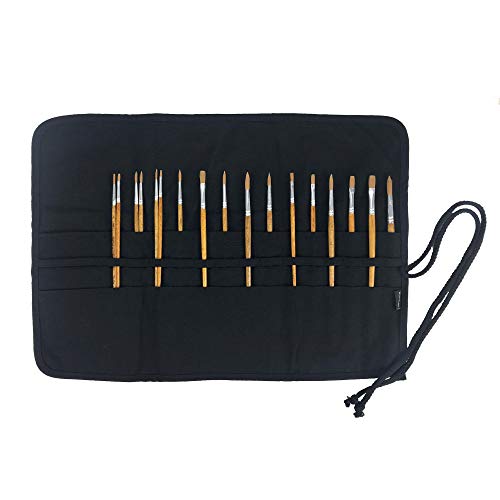 A AIFAMY 30 Pockets Artist Paint Brush Holder, Canvas Roll Up Case Bag & Storage Organizer Pouch Case- Store Brush, Pens Tools - Image 1