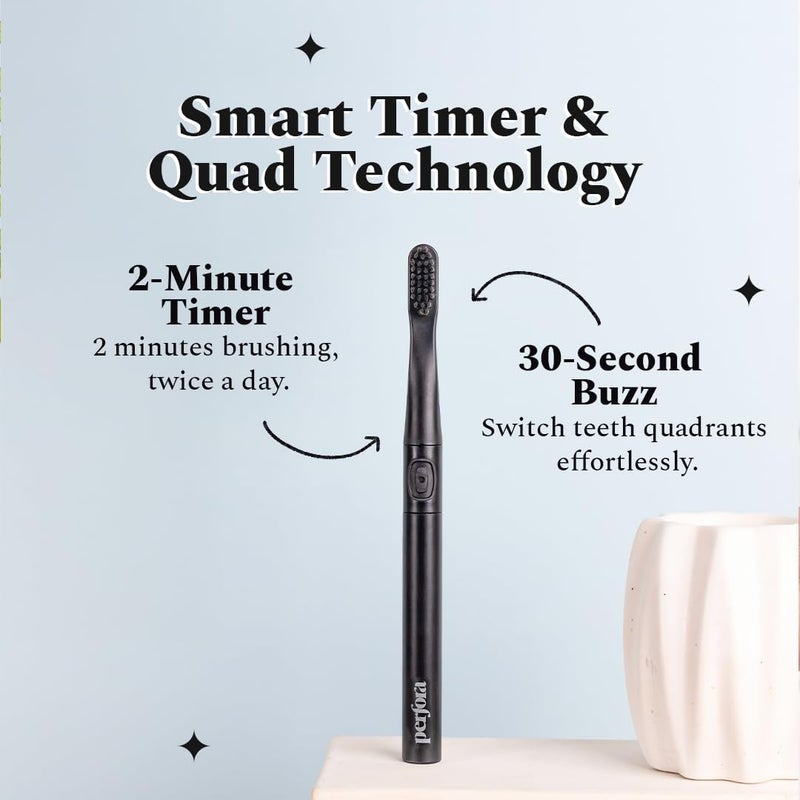Perfora Electric Toothbrush For Men, Women & Kids With 2 Modes, 2 Brush Head, 24000 Strokes, 90 Days Battery Life | 1 Year Warranty - Ruby Red - Image 2