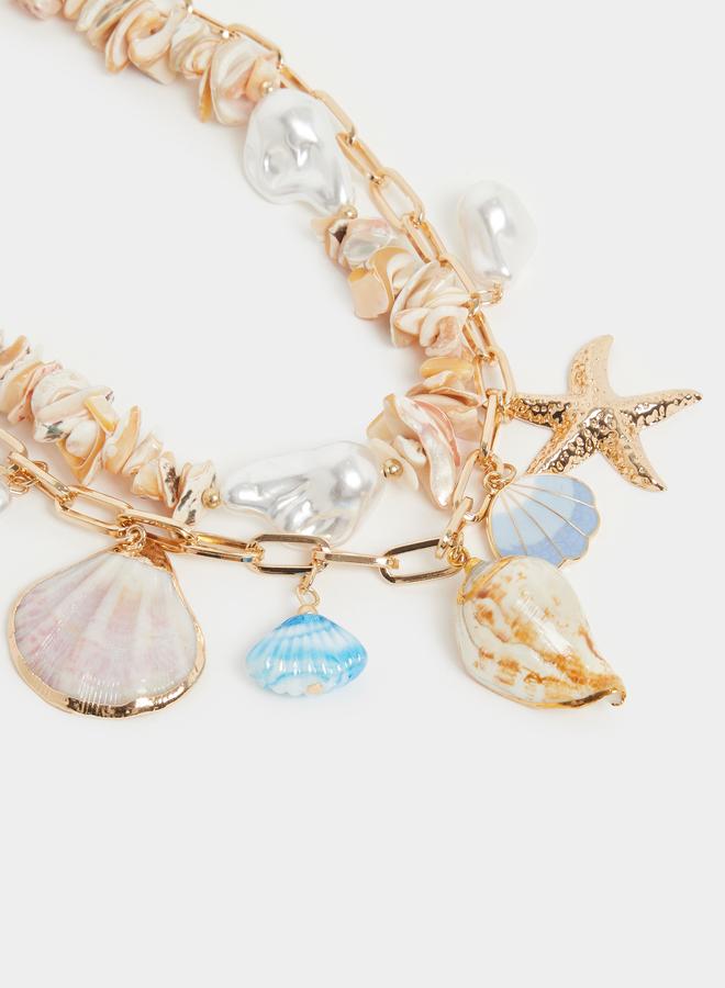 Styli Faux Shell Drop Link Chain Necklace - Image 3