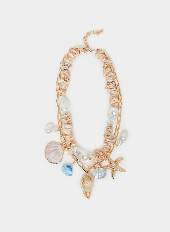 Styli Faux Shell Drop Link Chain Necklace - Image 1