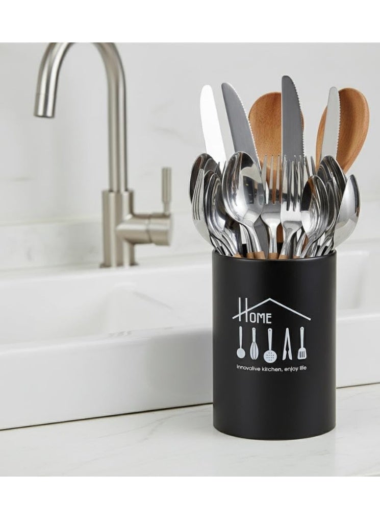 Spaceshoop Kitchen Utensils Cutlery Holder Metal Kitchen Sturdy and Durable with Black Matt - Image 2