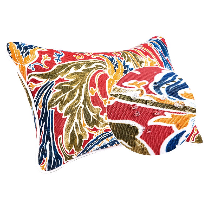 JMGBird Water-Resistant Outdoor Pillows Set of 2, 12x20 inch Durable Red with Pomegranate Flower Pattern Throw Pillows with Inserts for Patio Furniture - Image 4