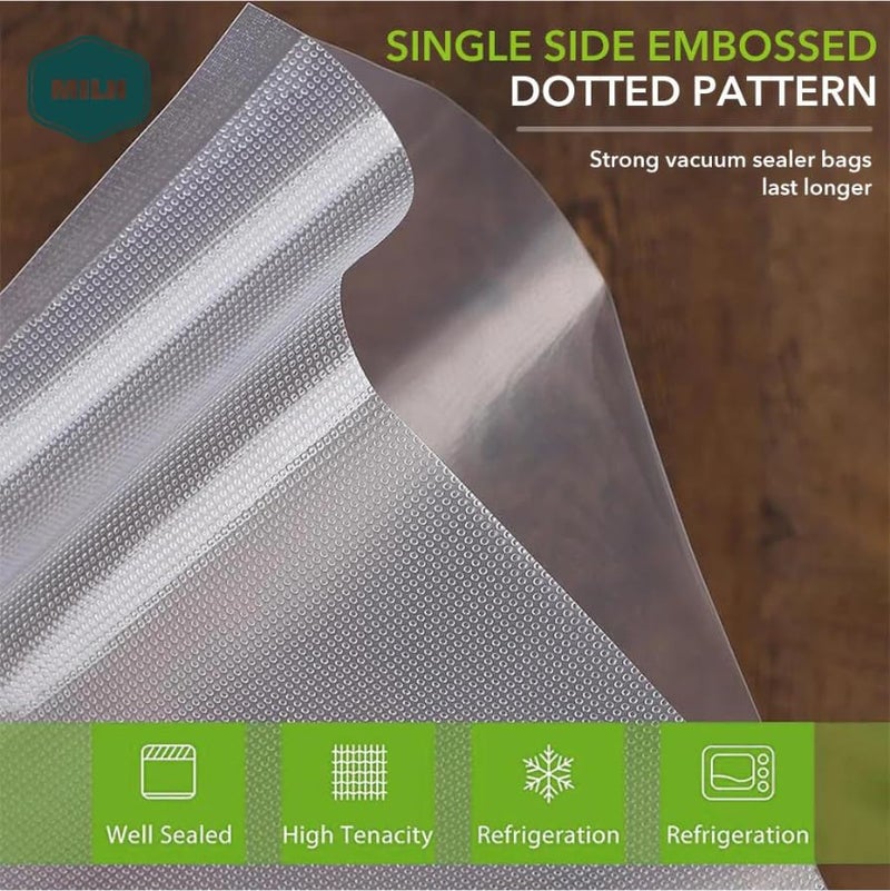 MILH Vacuum Sealer Food Bags 15cm x 25cm Dotted Embossed BPAFree Heavy Duty Microwaveable Transparent Food Storage Bags Ideal for Sous Vide Freezing and Meal Prep Pack of 20 - Image 2