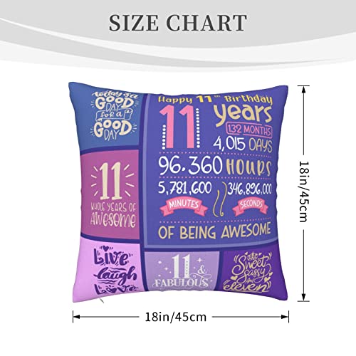 Skizbcw 11 Year Old Girl Birthday Gifts - 11th Birthday Decorations - Throw Pillow Covers 18 x 18 inch - Image 5