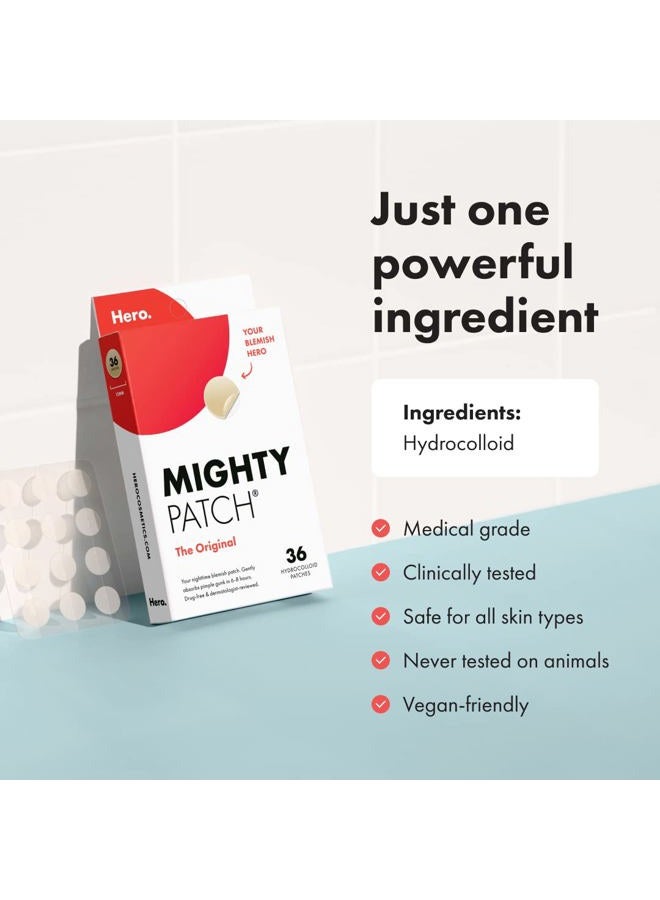 Mighty Patch ™ لاصقة أصلية من هيرو كوسميتيكس - لاصقة هيدروكوليد لعلاج حب الشباب لتغطية البثور والعيوب في الوجه والبشرة، صديقة للنباتيين ولم يتم اختبارها على الحيوانات (36 قطعة) - Image 5