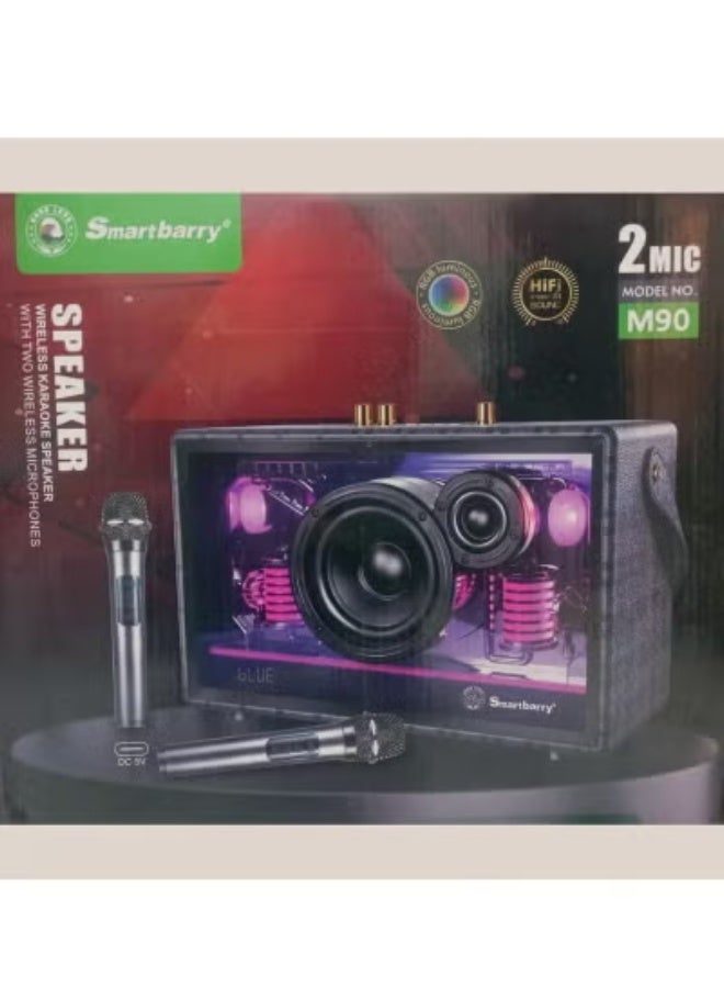 Smart Berry M90 Portable Wireless Bluetooth Karaoke Speaker with Stereo Bass, Dual Microphones, Long Battery Life & Powerful Sound – Perfect for Parties, Outdoor Events & Home Entertainment - Image 2