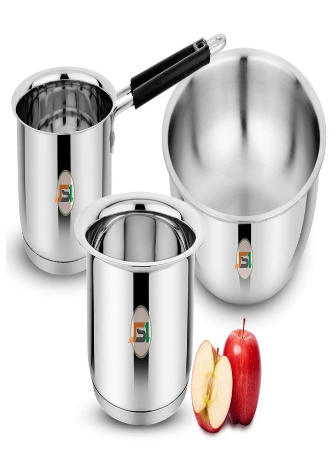 JSI Stainless Steel Cookware Set 3 Pcs for Kitchen, Tope 2000ml + Tasla 2500ml + Saucepan 2000ml - Heavy Induction Bottom Cookware with Triply Sandwich Base - Highly Durable & Food Safe - Image 5