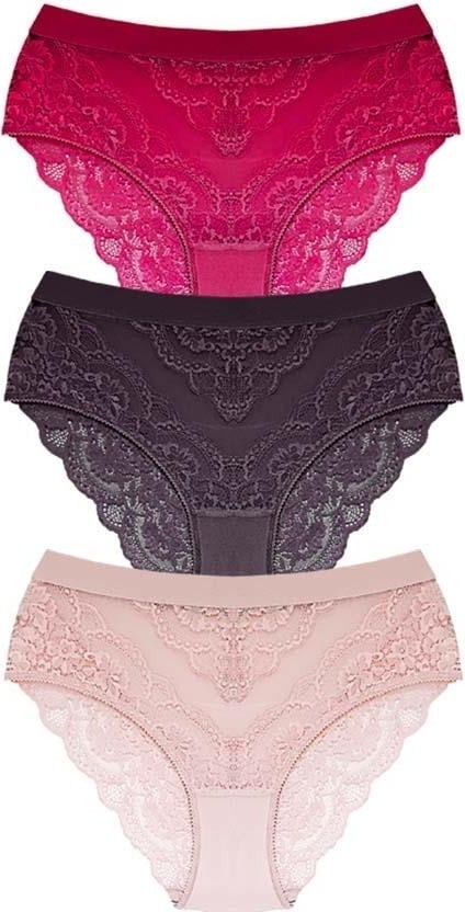 COTTONHILL Lace Transparent Back Plus Size Bikini Panties 3-Pack  - Image 1