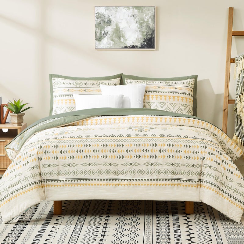 Geniospin King Size Comforter Set- 7 Pieces Boho Bed in a Bag, Western Bedding Set for All Seasons, Reversible Aztec Bedding, Lightweight Comforter Bed Set with Sheets, Pillowcases & Shams - Image 1