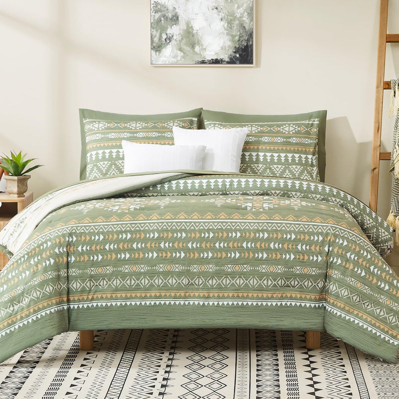 Geniospin King Size Comforter Set- 7 Pieces Boho Bed in a Bag, Western Bedding Set for All Seasons, Reversible Aztec Bedding, Lightweight Comforter Bed Set with Sheets, Pillowcases & Shams - Image 5