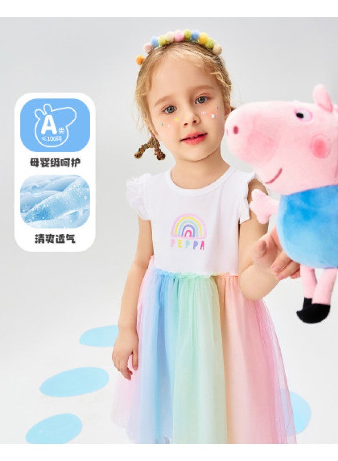 Peppa Pig summer 2025 Girls' Thin Rainbow Mesh Sleeveless Dress For Infants And Toddlers - Image 1