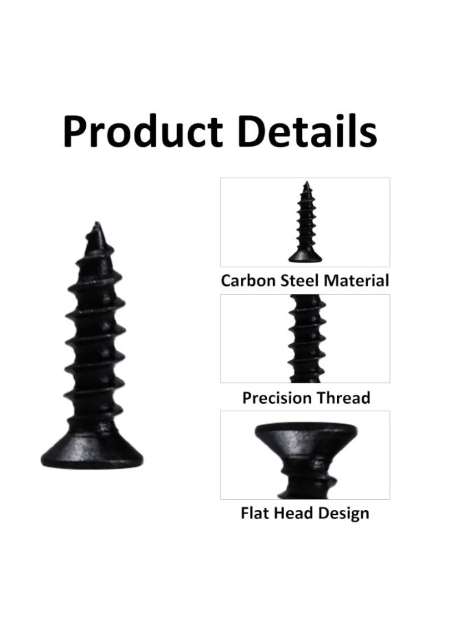 SUNSAR 300PCS M5*20mm Flat Head Black Screws, Phillips Carbon Steel Sheet Self Tapping Screws for Woodworking, Indoor Furniture - Image 2