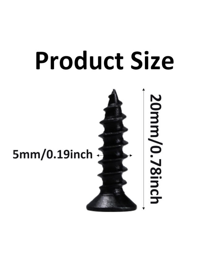 SUNSAR 300PCS M5*20mm Flat Head Black Screws, Phillips Carbon Steel Sheet Self Tapping Screws for Woodworking, Indoor Furniture - Image 3