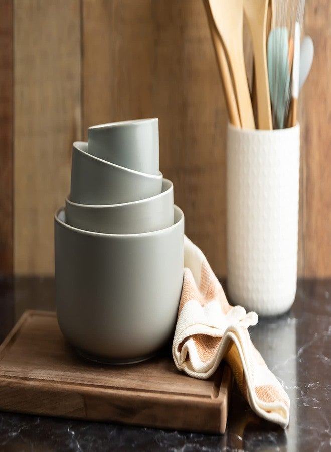 KooK Ceramic Mixing Bowls, Nesting Bowls, Set of 4, Kitchen Bowls, Prep, Serving, Gift, Microwave and Dishwasher Safe, 10/16/29/47 oz, (Grey) - Image 2