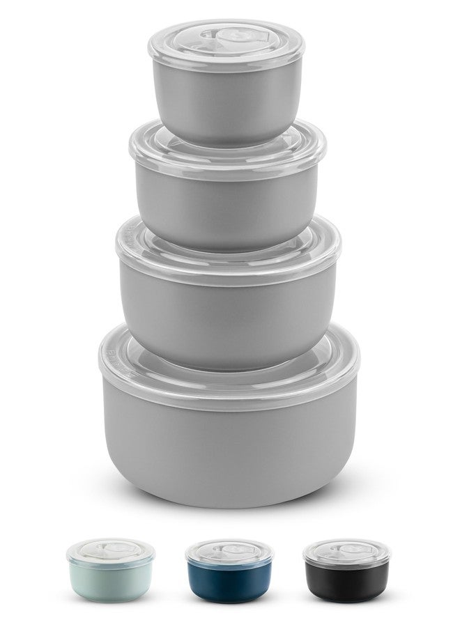 KooK Ceramic Mixing Bowls, Nesting Bowls, Set of 4, Kitchen Bowls, Prep, Serving, Gift, Microwave and Dishwasher Safe, 10/16/29/47 oz, (Grey) - Image 1