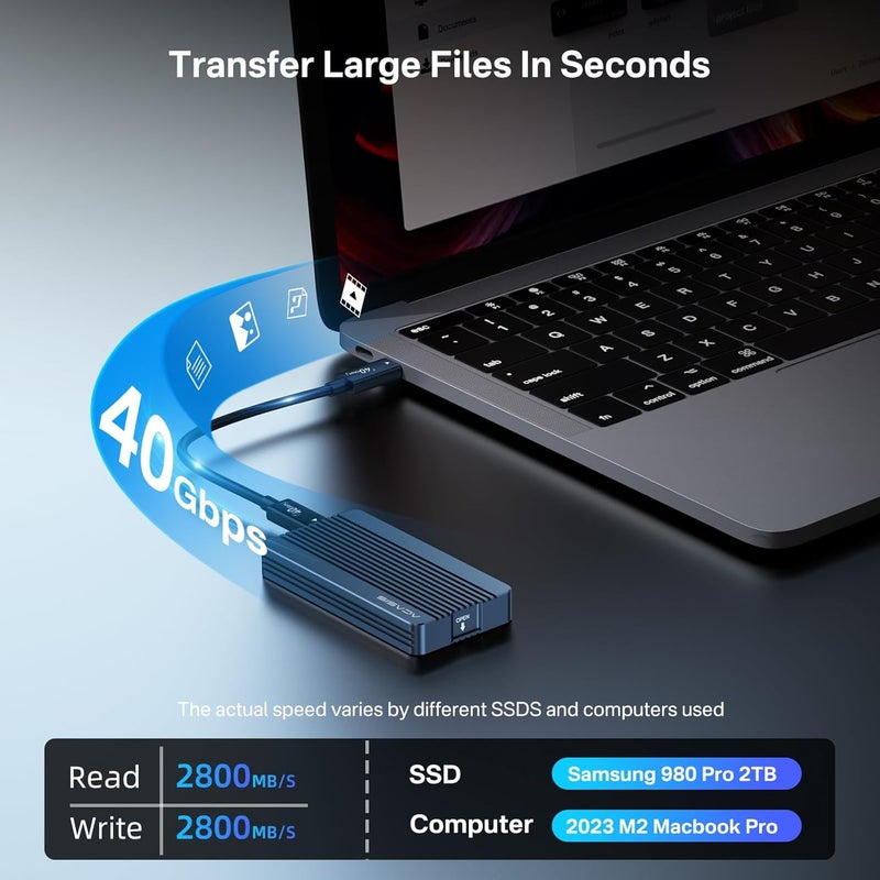 FREEGENE ACASIS 40Gbps M.2 NVMe SSD Enclosure, TBU 405 for M1 M2 Pro/Max, Compatible with 、USB4/USB3.2/3.1/3.0/2.0, M.2 Enclosure Support 2280/2260/2242/2230 (TBU405) - Image 2