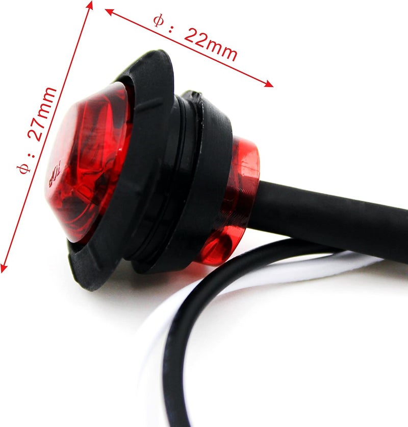 KEING 10 Pack Round 3/4 Inch Red LED Side Marker Light Indicator Light Side Marker Light for Truck Trailer RV Cab Boat Bus Lorry LED Button Marker Light Clearance Light, 5 Years Warranty - Image 4