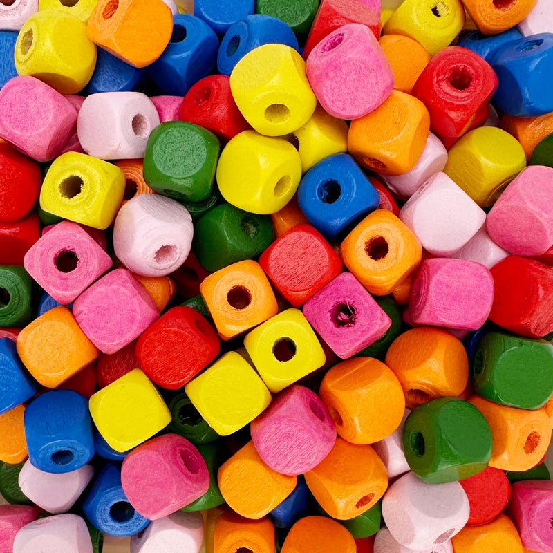 600 Multicolor Square Wood Beads Bulk 10mm Square Wood Beads with 3mm Large Hole