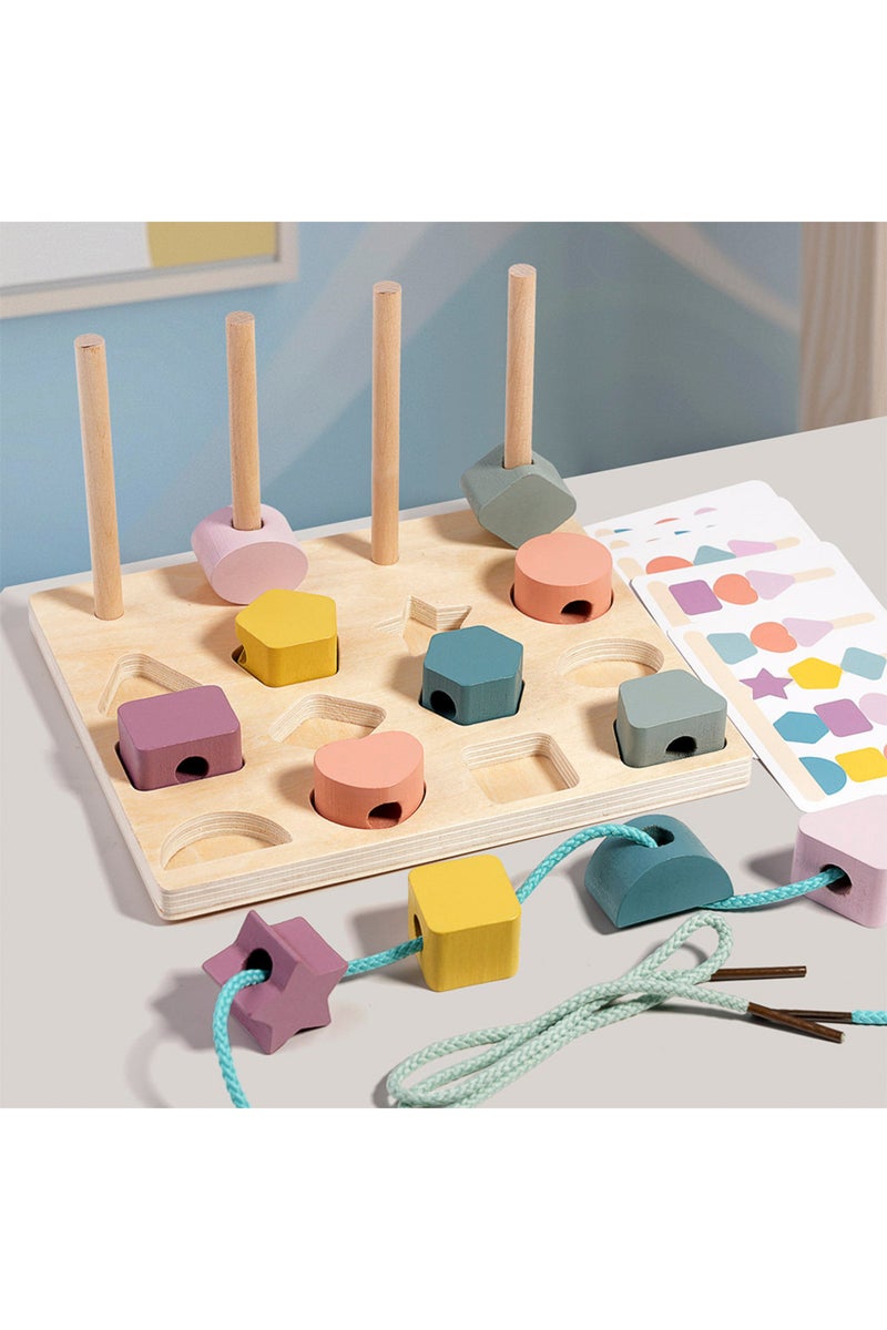 erorex Kids Montessori Wooden Toys Color Shape Matching Puzzle Game Colorful Beaded Color Cognition Educ... - Image 4