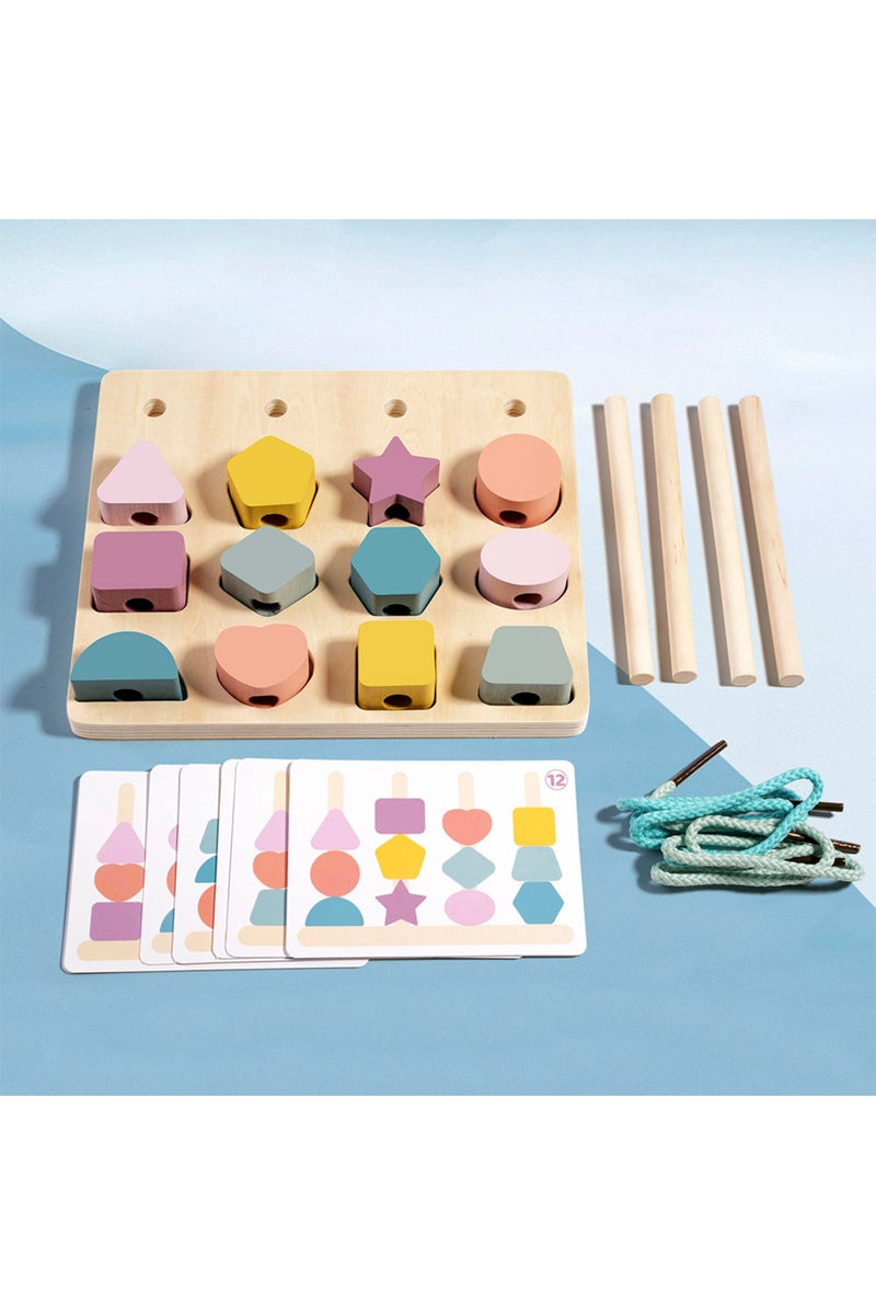 erorex Kids Montessori Wooden Toys Color Shape Matching Puzzle Game Colorful Beaded Color Cognition Educ... - Image 2