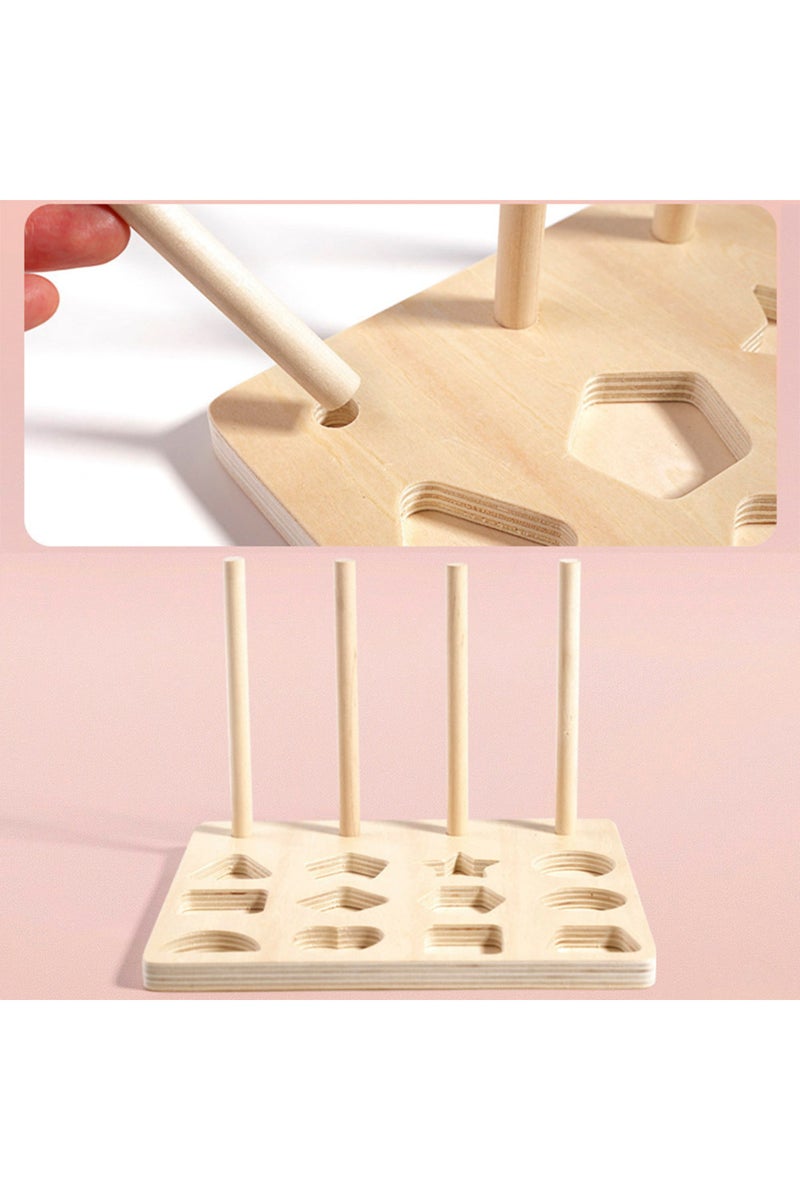 erorex Kids Montessori Wooden Toys Color Shape Matching Puzzle Game Colorful Beaded Color Cognition Educ... - Image 5