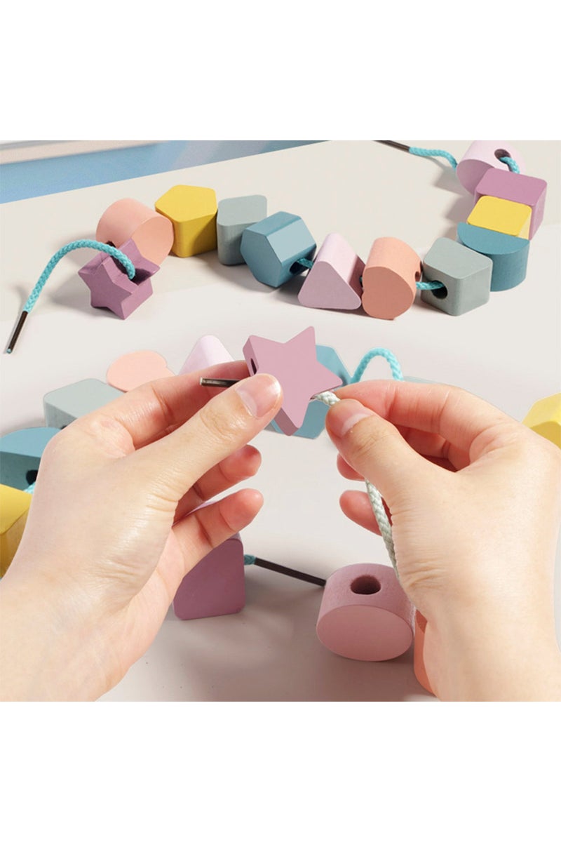 erorex Kids Montessori Wooden Toys Color Shape Matching Puzzle Game Colorful Beaded Color Cognition Educ... - Image 3