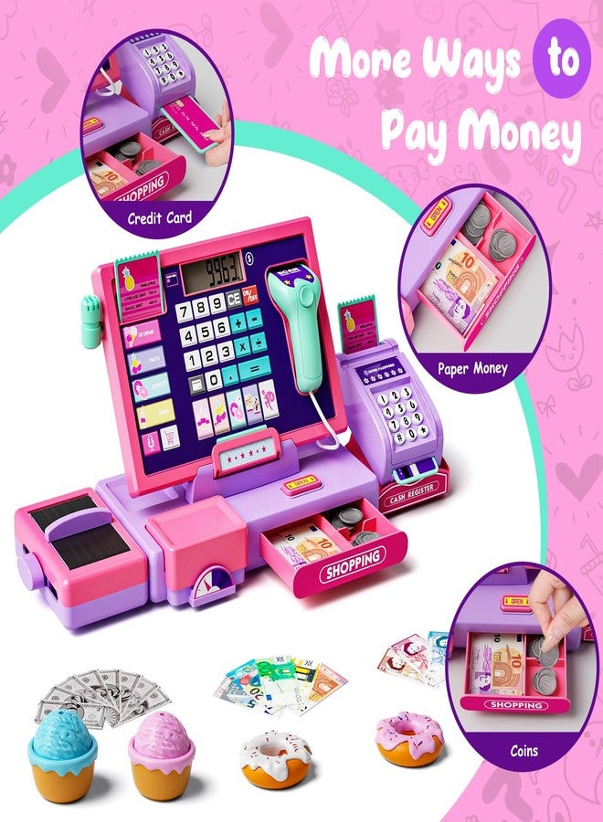 maysida Scanner Toy Cash Register Set with Music Function (Rosa Purple) - Image 5
