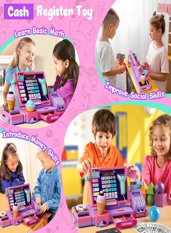 maysida Scanner Toy Cash Register Set with Music Function (Rosa Purple) - Image 4
