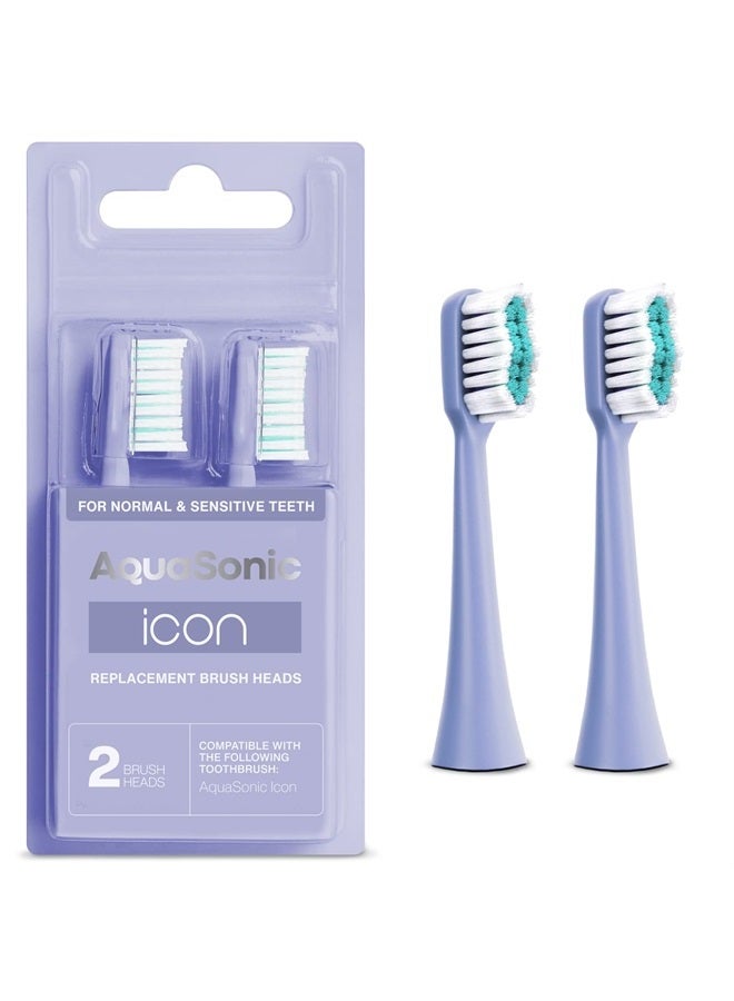 AquaSonic Icon Replacement Brush Heads | Compatible with AquaSonic Icon Toothbrush | 2 Brush Heads | for Normal & Sensitive Teeth (Lilac)