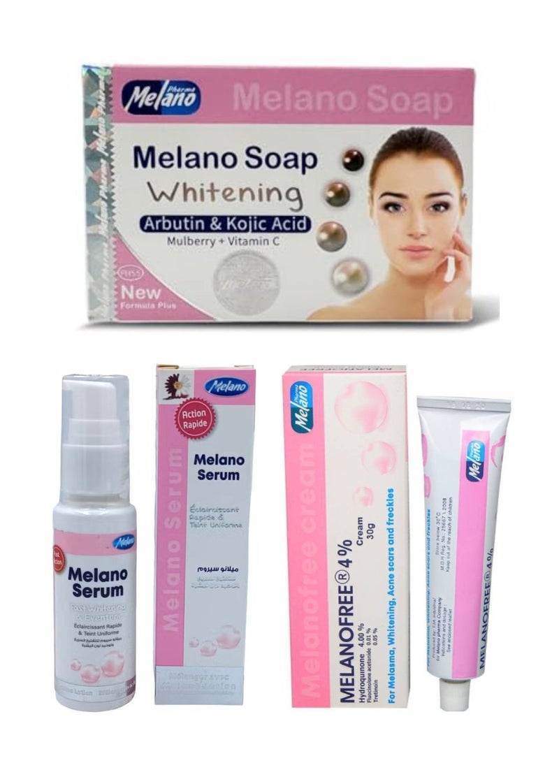 Melanofree Face Whitening Set Melano Serum, Soap And Tube Cream - Pack of 3 - Image 1