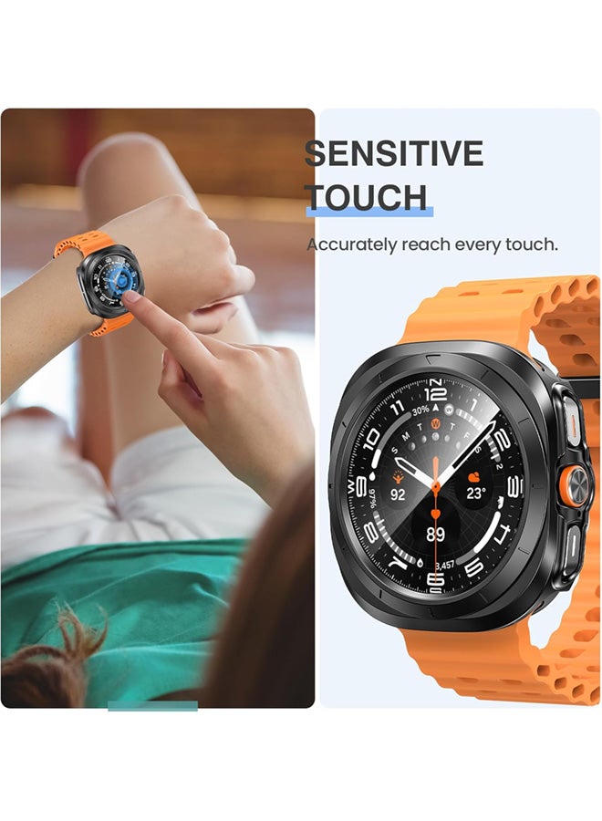 SJet Samsung Galaxy Watch Ultra 2025/Galaxy Watch 7 Ultra 2024 Screen Protector Case 47mm Accessories, Protective Face Cover, Hard Bumper Built-in Tempered Glass Film(47mm, Black) - Image 3