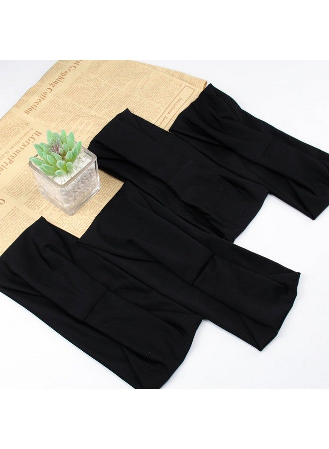 كاريد عصابات رأس كاريد سوداء بعرض 4 بوصات للنساء، عصابات شعر غير قابلة للانزلاق لممارسة اليوغا والجري، عبوة من 12 قطعة - Image 3