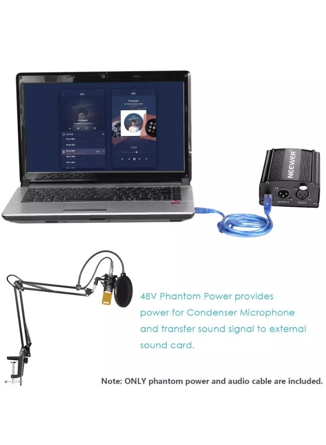 Neewer NW-800 Condenser Microphone Kit with USB 48V Phantom Power Supply, NW-35 Suspension Arm Stand, Shock Mount, Pop Filter for Home Studio Recording Broadcast YouTube Live Periscope - Image 5