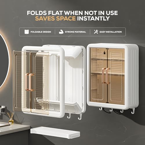 MIORAH No Drill Self-Adhesive Wall Mounted Kitchen Bathroom Storage Cabinet | Space Saving Kitchen Organizer Shelf | Compact Storage for Essentials | Modern Design - Image 5