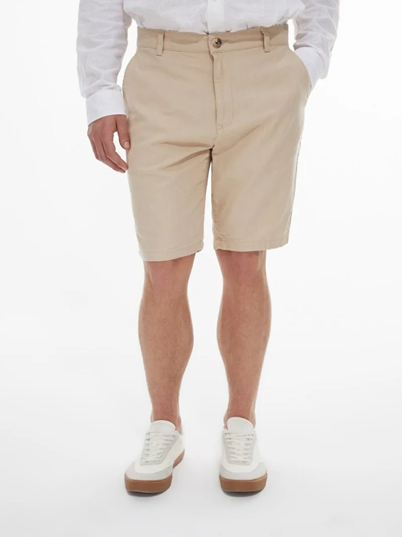 LTB Beige Men's Linen Look Regular Midi Beige Shorts  | Best Price UAE
