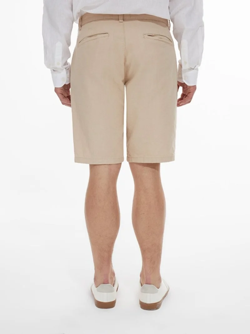 LTB Beige Men's Linen Look Regular Midi Beige Shorts  | Best Price UAE