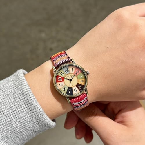 Gosasa Creative Multicolor Watch for Women Woven Strap Fashion Rainbow Pattern Women's Watches Boho Hippie Watch Casual Style Wonderful Ladies Gift - Image 3