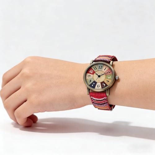 Gosasa Creative Multicolor Watch for Women Woven Strap Fashion Rainbow Pattern Women's Watches Boho Hippie Watch Casual Style Wonderful Ladies Gift - Image 4