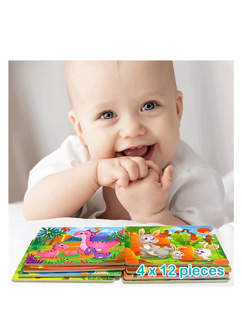 Toddler Wooden Animal Puzzles, Montessori Educational Toys, 4 Pack Jigsaw Set for Preschool Learning, Fun Family Activity, Perfect Gifts for Kids - Image 5