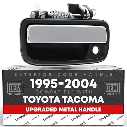 T1A Exterior Front Driver Door Handle Replacement Upgraded Metal Plastic Housing Compatible with 19952004 Toyota Tacoma Chrome Handle Black Housing wKeyhole OEM6922035030 - Image 1