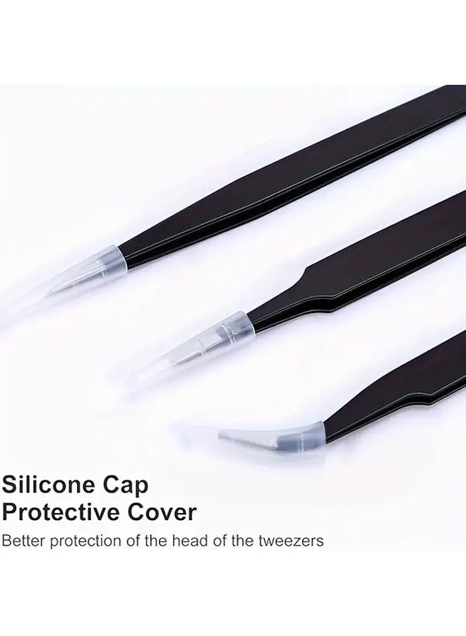 3PCS Precision Anti Static Stainless Steel Tweezers Set For Electronics Soldering Laboratory Jewelry Craft - Image 2