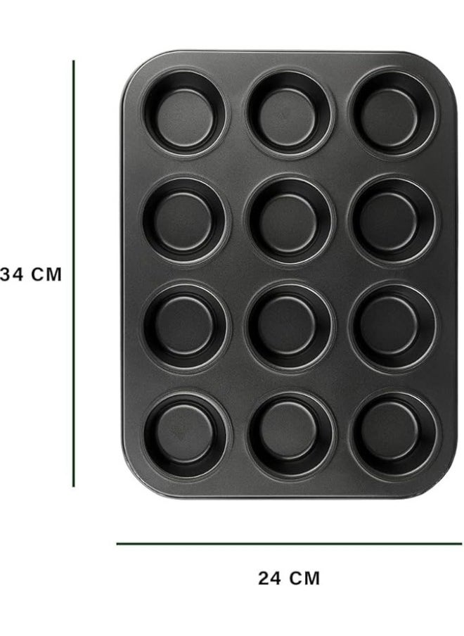 FALMER 12-Cup Tray Non-Stick Reusable Cake (Black)  - Image 5
