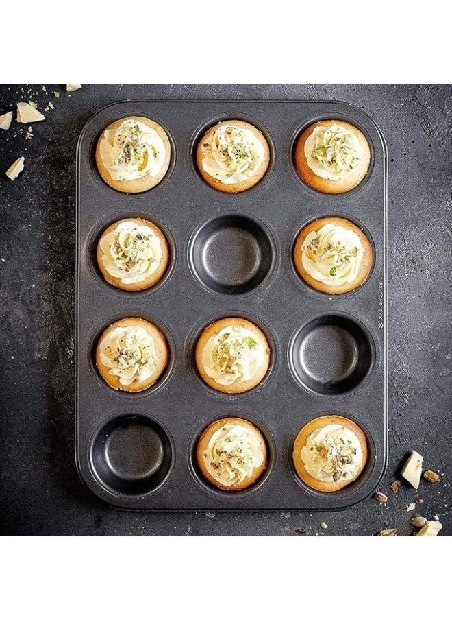 FALMER 12-Cup Tray Non-Stick Reusable Cake (Black)  - Image 3