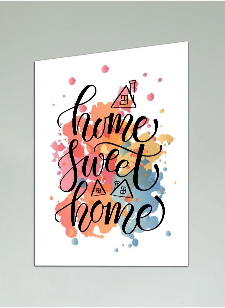 Droplyte - Multicolor Sweet Home Calligraphy Decorative Wall Art Wall Decor Card Board MDF Home Decor for Living Room, Drawing Room, Office Room and Bedroom 40CM x 60CM - Image 1