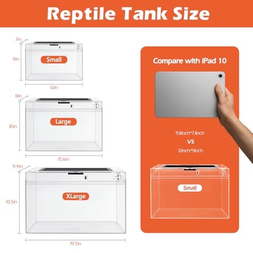 AZV Reptile Terrarium Starter Kit,8 Piece Small Reptile Tank with Escape-Proof Locks,Mesh Top,Multi-Vent Compatible Habitat,Durable Clear PC,Easy-Clean Waterproof Base for Geckos,Frogs,Spiders XLarge - Image 2