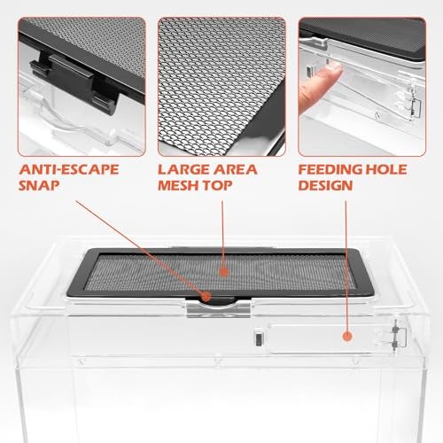 AZV Reptile Terrarium Starter Kit,8 Piece Small Reptile Tank with Escape-Proof Locks,Mesh Top,Multi-Vent Compatible Habitat,Durable Clear PC,Easy-Clean Waterproof Base for Geckos,Frogs,Spiders XLarge - Image 4