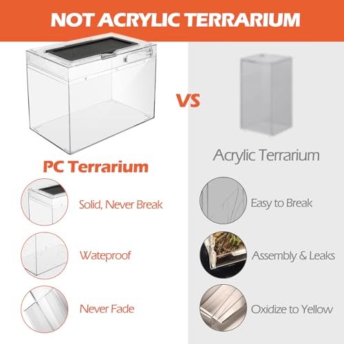 AZV Reptile Terrarium Starter Kit,8 Piece Small Reptile Tank with Escape-Proof Locks,Mesh Top,Multi-Vent Compatible Habitat,Durable Clear PC,Easy-Clean Waterproof Base for Geckos,Frogs,Spiders XLarge - Image 5
