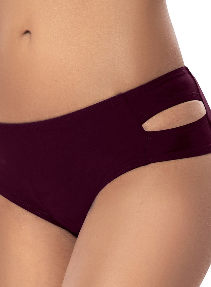 Loquat Conservative Pleated Women's Briefs Solid Color Swimming  - Image 1