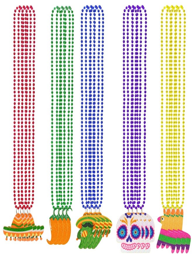 Labrostar 20Pcs Cinco De Mayo Decorations Fiesta Party Favors Fiesta Beaded Necklaces for Mexican Birthday Bachelorette Party Supplies Photo Props Carnivals Event Decorations - Image 1
